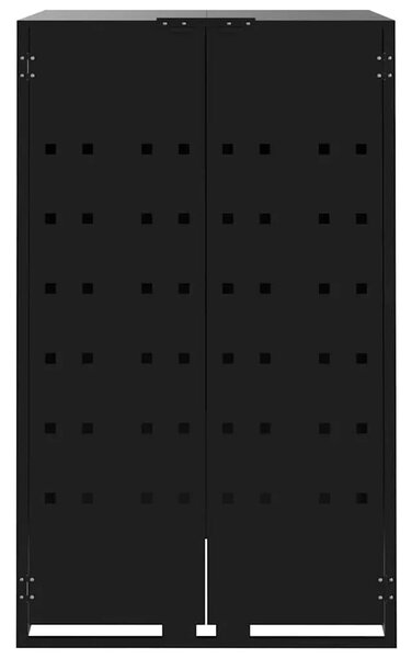 Spremište za 3 kante za otpad crno 207 x 79 x 117 cm čelično - Crna poklopac s plinskim podizanjem 3 1
