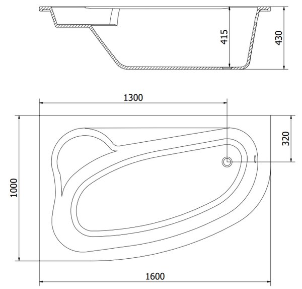 Mexen Westa kutna kada lijeva 160 x 100 cm, bijela - 560116010001