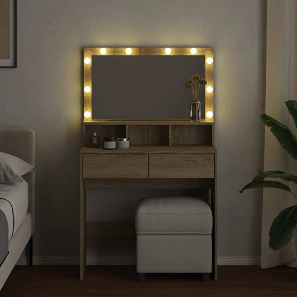 Toaletni stolić s LED svjetlima boja hrasta 80x41x134 5 cm - sonoma hrast 1 Sonoma hrast