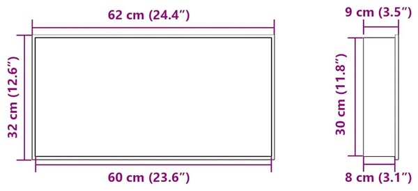 Niša za tuš mat bijela 62x32x9 cm nehrđajući čelik - Bijela Bijela