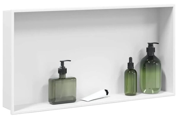 Niša za tuš mat bijela 62x32x9 cm nehrđajući čelik - Bijela Bijela