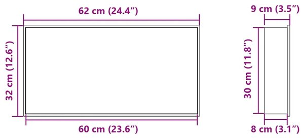 Niša za tuš mat crna 62x32x9 cm nehrđajući čelik - Crna Crna