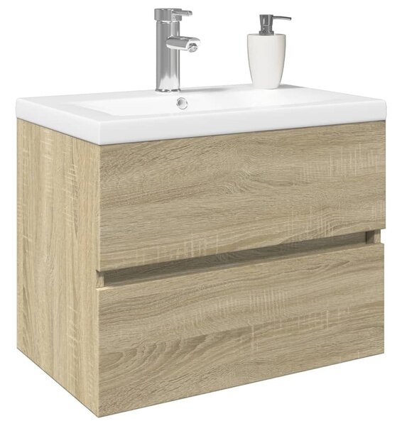 2-dijelni set kupaonskog namještaja od keramike i drva - sonoma hrast 60 x 38.5 x 45 cm 1 bez slavine i odvoda