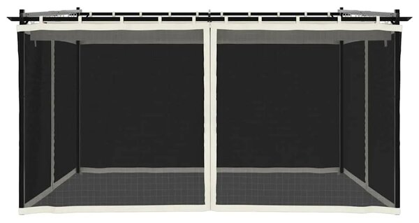 Sjenica s mrežastim zidovima 4 x 3 m krem čelična - Krema 4 x 3 m 1 s mrežicom