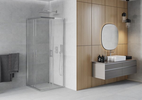 Mexen Rio četvrtasta tuš kabina 80 x 80 cm, prozirna, krom - 860-080-080-01-00