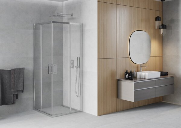 Mexen Rio četvrtasta tuš kabina 80 x 80 cm, prozirna, krom - 860-080-080-01-00
