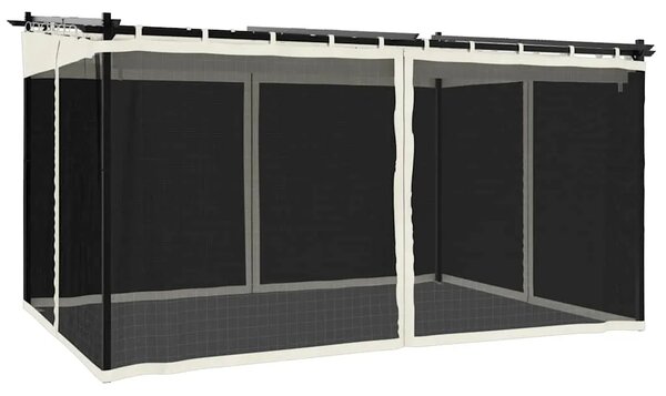 Sjenica s mrežastim zidovima 4 x 3 m krem čelična - Krema 4 x 3 m 1 s mrežicom