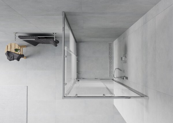 Mexen Rio kvadratna tuš kabina 70 x 70 cm, bijele pruge, krom - 860-070-070-01-20