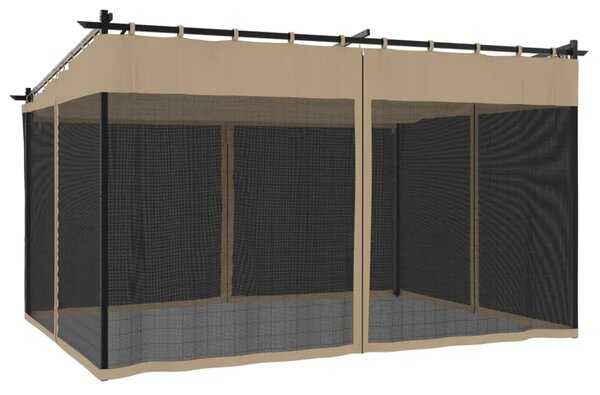 Sjenica s mrežastim smeđesiva 4 x 3 m krem čelična - Sivo-smeđa 4 x 3 m 1 s mrežicom
