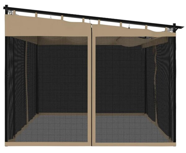 Sjenica s mrežastim smeđesiva 4 x 3 m krem čelična - Sivo-smeđa 4 x 3 m 1 s mrežicom