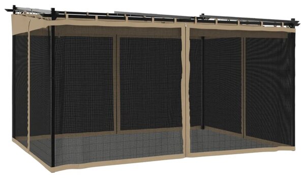 Sjenica s mrežastim smeđesiva 4 x 3 m krem čelična - Sivo-smeđa 4 x 3 m 1 s mrežicom