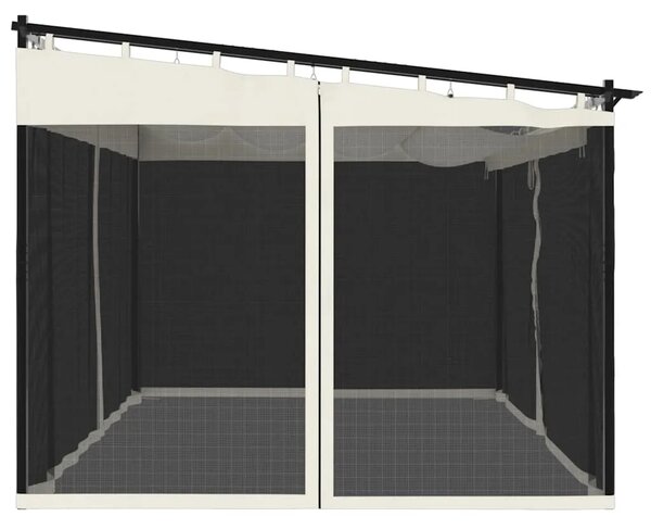 Sjenica s mrežastim zidovima 4 x 3 m krem čelična - Krema 4 x 3 m 1 s mrežicom