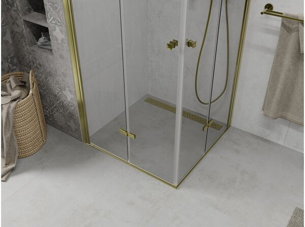 Mexen Lima Duo sklopiva tuš kabina 90 x 90 cm, prozirna, zlatna - 856-090-090-50-00-02
