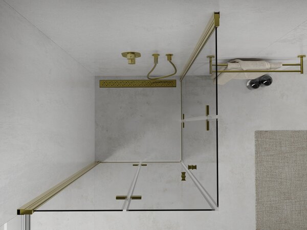 Mexen Lima Duo sklopiva tuš kabina 90 x 90 cm, prozirna, zlatna - 856-090-090-50-00-02