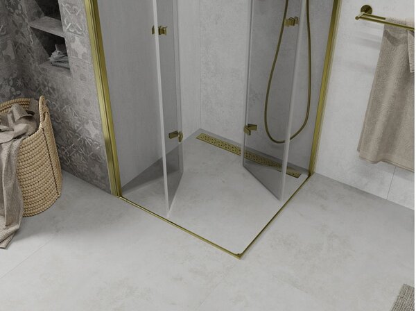 Mexen Lima Duo sklopiva tuš kabina 90 x 90 cm, prozirna, zlatna - 856-090-090-50-00-02