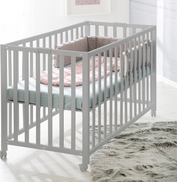 Sivi dječji krevet na kotačićima/sklopivi 60x120 cm Fold up – Roba