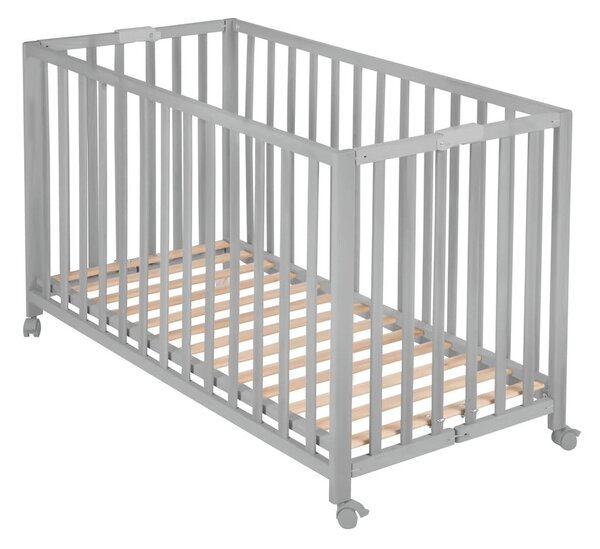 Sivi dječji krevet na kotačićima/sklopivi 60x120 cm Fold up – Roba