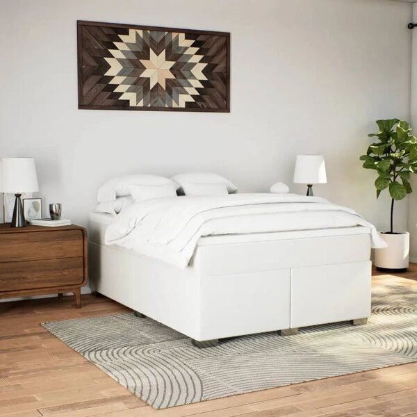 Boxspring - Krevet s oprugama i madracem bijeli 140x200 cm od umjetne kože - Bijela 140 x 200 cm Bijela 140 x 200 cm