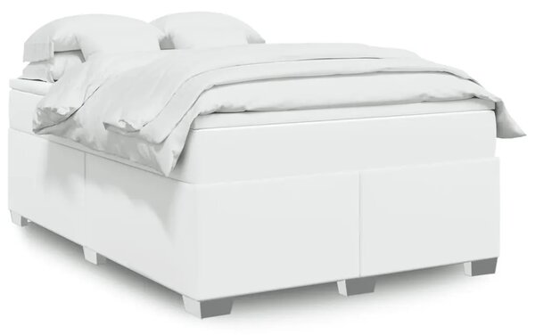 Boxspring - Krevet s oprugama i madracem bijeli 140x200 cm od umjetne kože - Bijela 140 x 200 cm Bijela 140 x 200 cm