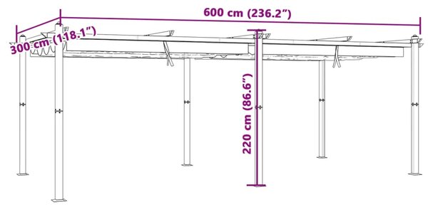 Vrtna sjenica s pomičnim krovom 3 x 6 m antracit aluminijska - Antracit 1 Antracit