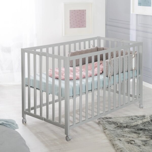 Sivi dječji krevet na kotačićima/sklopivi 60x120 cm Fold up – Roba