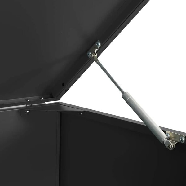 Spremište za 3 kante za otpad crno 207 x 79 x 117 cm čelično - Crna poklopac s plinskim podizanjem 3 1