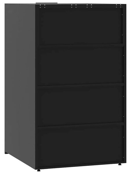 Spremište za 3 kante za otpad crno 207 x 79 x 117 cm čelično - Crna poklopac s plinskim podizanjem 3 1