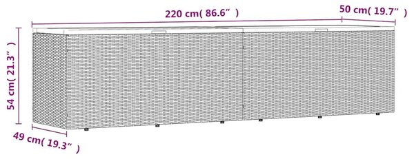 Vrtna kutija za pohranu bež 220x50x54 cm poliratan drvo bagrema - Bež 220 x 50 x 54 cm Bež 220 x 50 x 54 cm