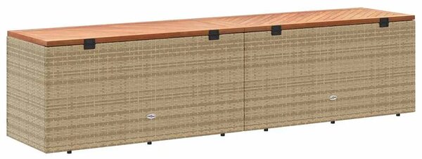 Vrtna kutija za pohranu bež 220x50x54 cm poliratan drvo bagrema - Bež 220 x 50 x 54 cm Bež 220 x 50 x 54 cm