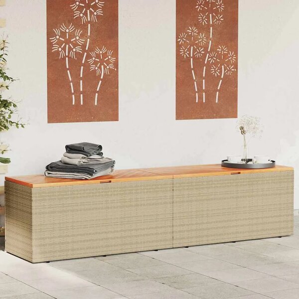 Vrtna kutija za pohranu bež 220x50x54 cm poliratan drvo bagrema - Bež 220 x 50 x 54 cm Bež 220 x 50 x 54 cm