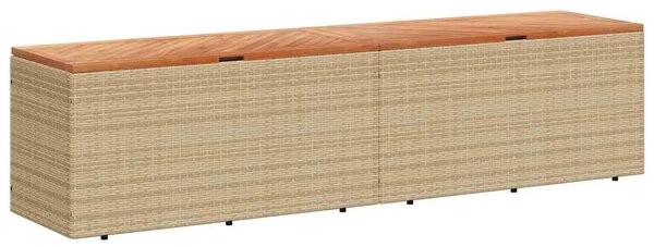 Vrtna kutija za pohranu bež 220x50x54 cm poliratan drvo bagrema - Bež 220 x 50 x 54 cm Bež 220 x 50 x 54 cm