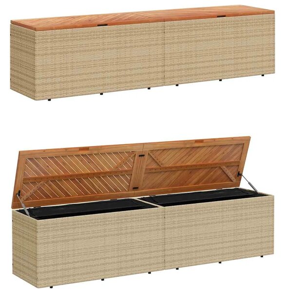 Vrtna kutija za pohranu bež 220x50x54 cm poliratan drvo bagrema - Bež 220 x 50 x 54 cm Bež 220 x 50 x 54 cm