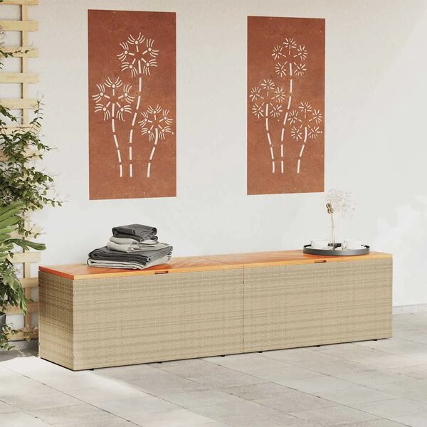 Vrtna kutija za pohranu bež 220x50x54 cm poliratan drvo bagrema - Bež 220 x 50 x 54 cm Bež 220 x 50 x 54 cm