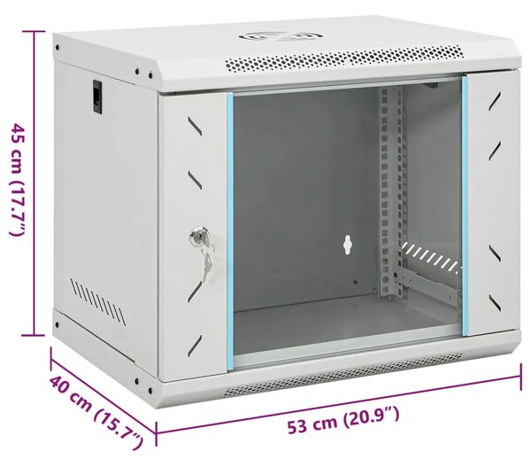 Zidni komunikacijski ormar 9U 19 IP20 53 x 40 x 45 cm - Siva 530 x 400 x 450 mm Siva 530 x 400 x 450 mm
