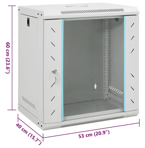 Zidni komunikacijski ormar 12U 19 IP20 53 x 40 x 60 cm - Siva 530 x 400 x 600 mm Siva 530 x 400 x 600 mm