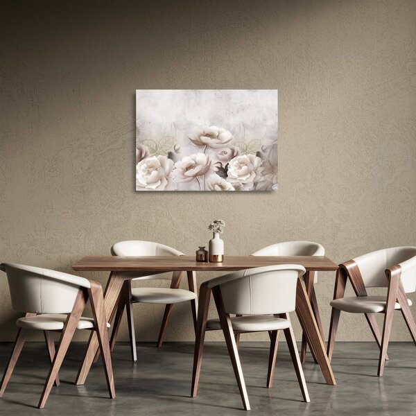 Staklena slika - Ružičasti grmovi (70x50 cm)