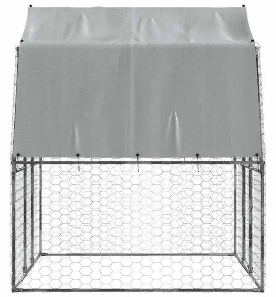 Kavez za pse s krovom i vratima srebrni od pocinčanog čelika - 285 x 195 x 230 cm 285 x 195 x 230 cm