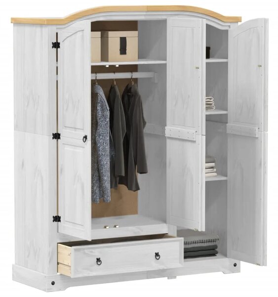 Ormar Corona 151 5 x 52 x 186 cm od masivne borovine - Bijela 1 1 Bijela