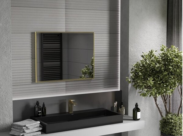 Mexen Loft pravokutno kupaonsko ogledalo 80 x 60 cm, zlatni okvir - 9852-080-060-000-50