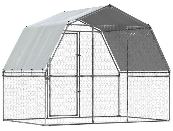 Kavez za pse s krovom i vratima srebrni od pocinčanog čelika - 285 x 195 x 230 cm 285 x 195 x 230 cm