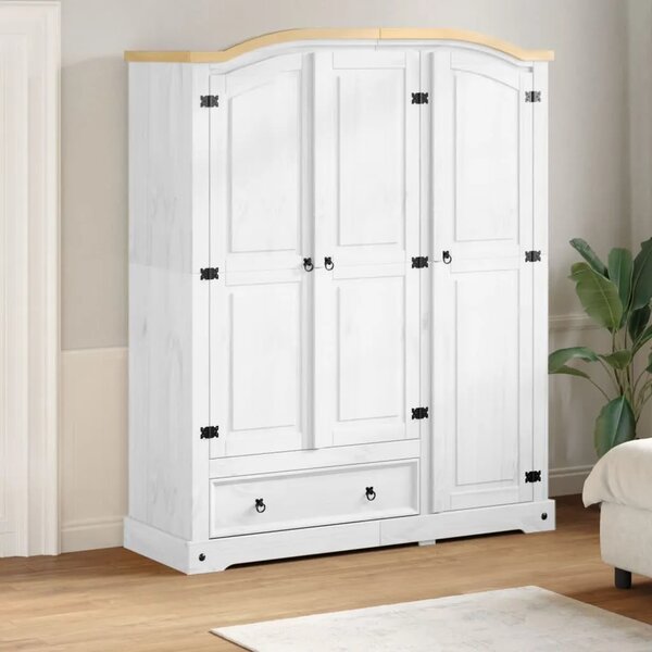 Ormar Corona 151 5 x 52 x 186 cm od masivne borovine - Bijela 1 1 Bijela
