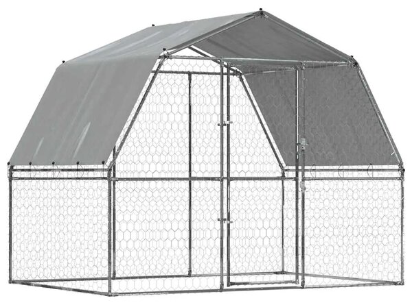 Kavez za pse s krovom i vratima srebrni od pocinčanog čelika - 285 x 195 x 230 cm 285 x 195 x 230 cm