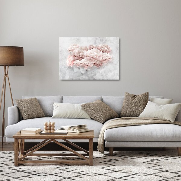 Staklena slika - Ružičasto cvijeće na zidu (70x50 cm)
