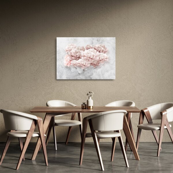 Staklena slika - Ružičasto cvijeće na zidu (70x50 cm)