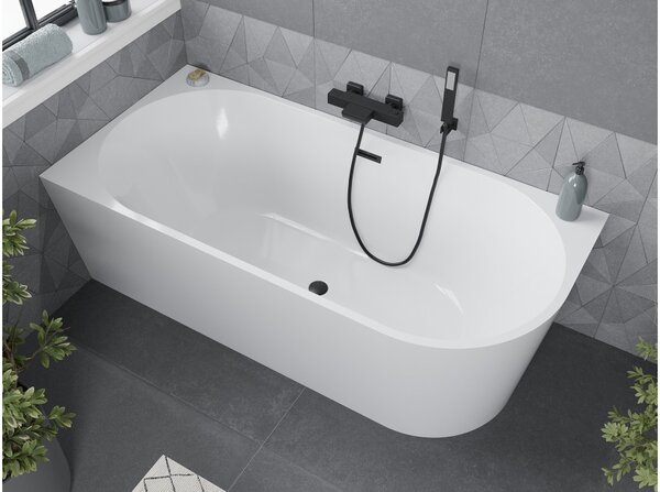 Mexen Mia samostojeća kutna kada lijeva 150 x 75 cm, bijela, preljev crni - 52691507500L-70