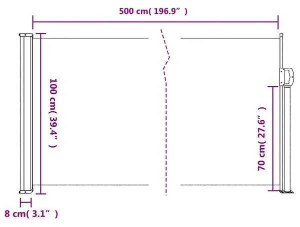 Uvlačna bočna tenda antracit boje 100x500 cm - Antracit 100 x 500 cm 1 Antracit
