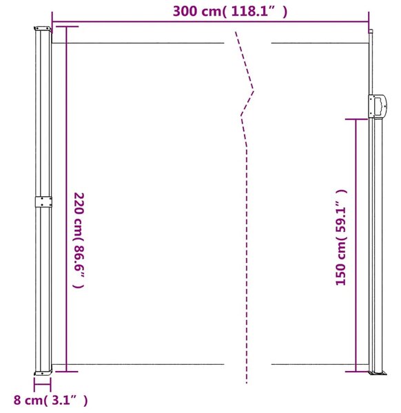 Bočna tenda na uvlačenje crna 220 x 300 cm - Crna 220 x 300 cm 1 Crna