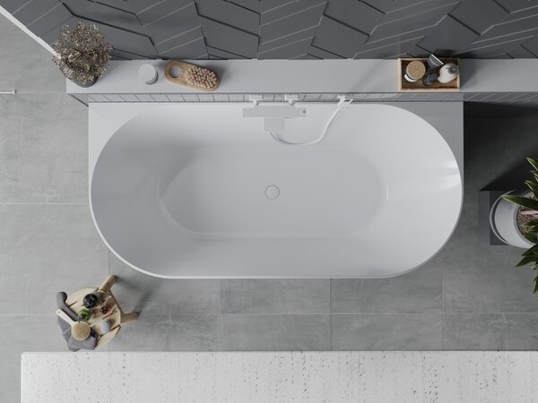 Mexen Oval Slim samostojeća zidna kada 170 x 80 cm, bijela, bijeli preljev - 52661708000-20
