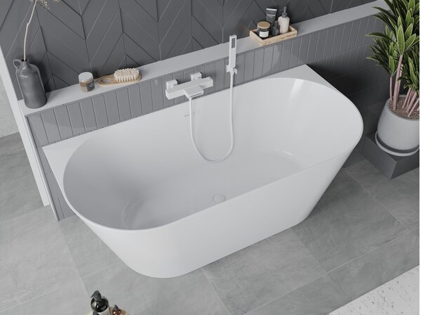 Mexen Oval Slim samostojeća zidna kada 170 x 80 cm, bijela, bijeli preljev - 52661708000-20
