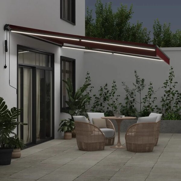 Tenda na automatsko uvlačenje s LED svjetlima bordo 450x350 cm - Tamno crvena 450 x 350 cm 1 Tamno crvena